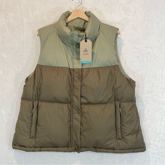Prana Vest Puffer Contrast 2 Tone Insulated Snap Outdoor Hellebore XL - Picture 2 of 13